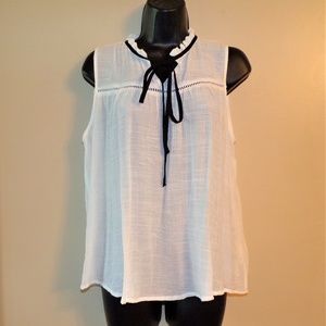 E & M White Sheer Sleeveless Top